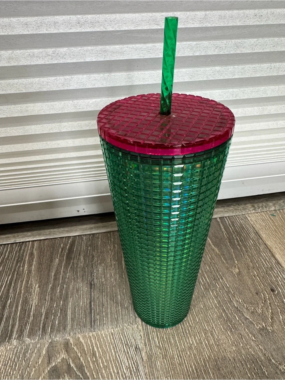 Starbucks 24 oz Watermelon Green Studded Tumbler with Pink Lid